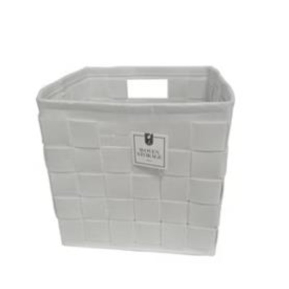 2 - Woven Felt Collapsible Storage Bin white